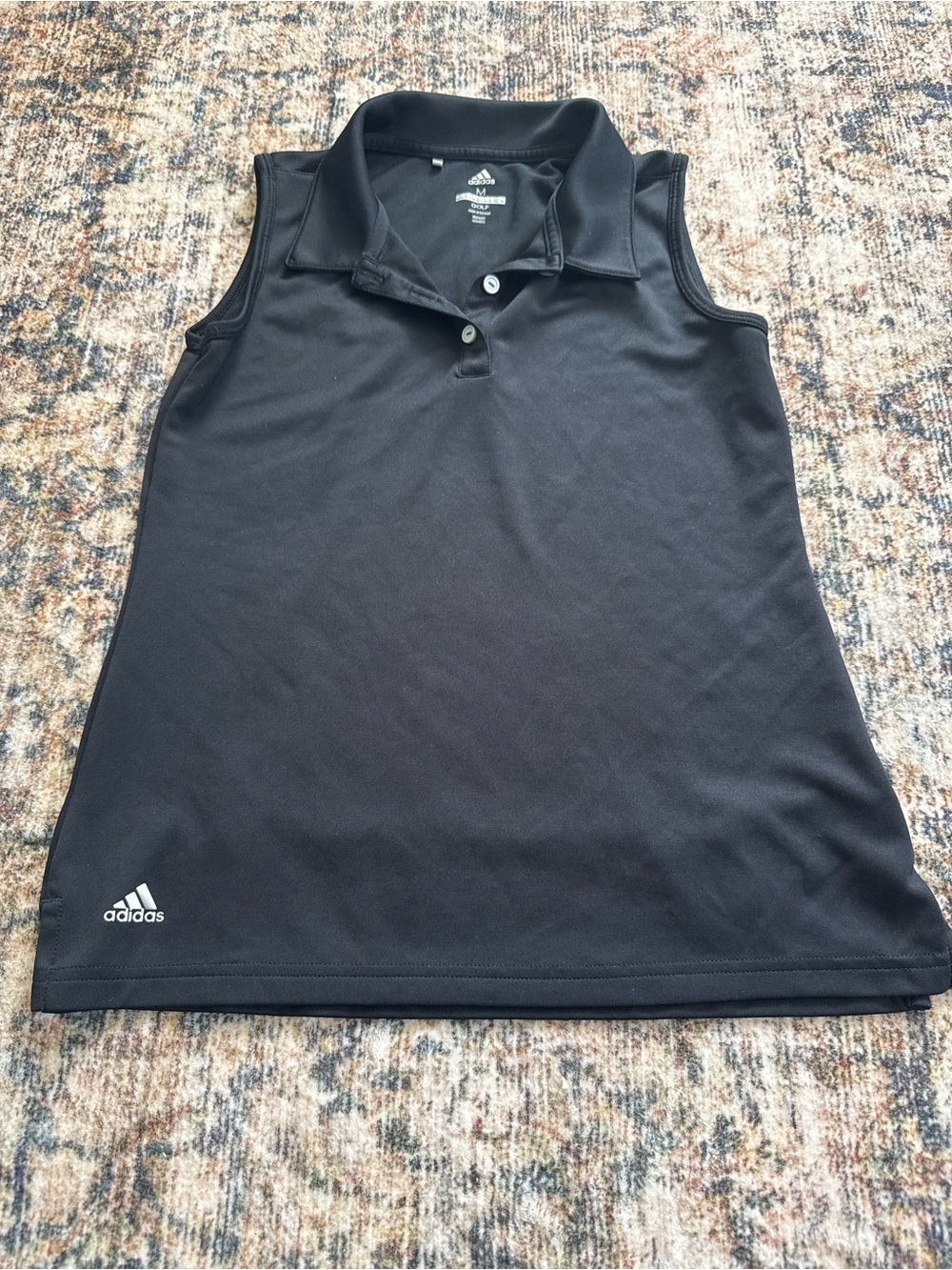 adidas Black Golf Polo Sleeveless Collared Top